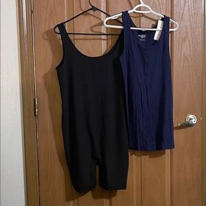 Maternity 3 pack: Black Romper, black leggings, and Navy Tank Top